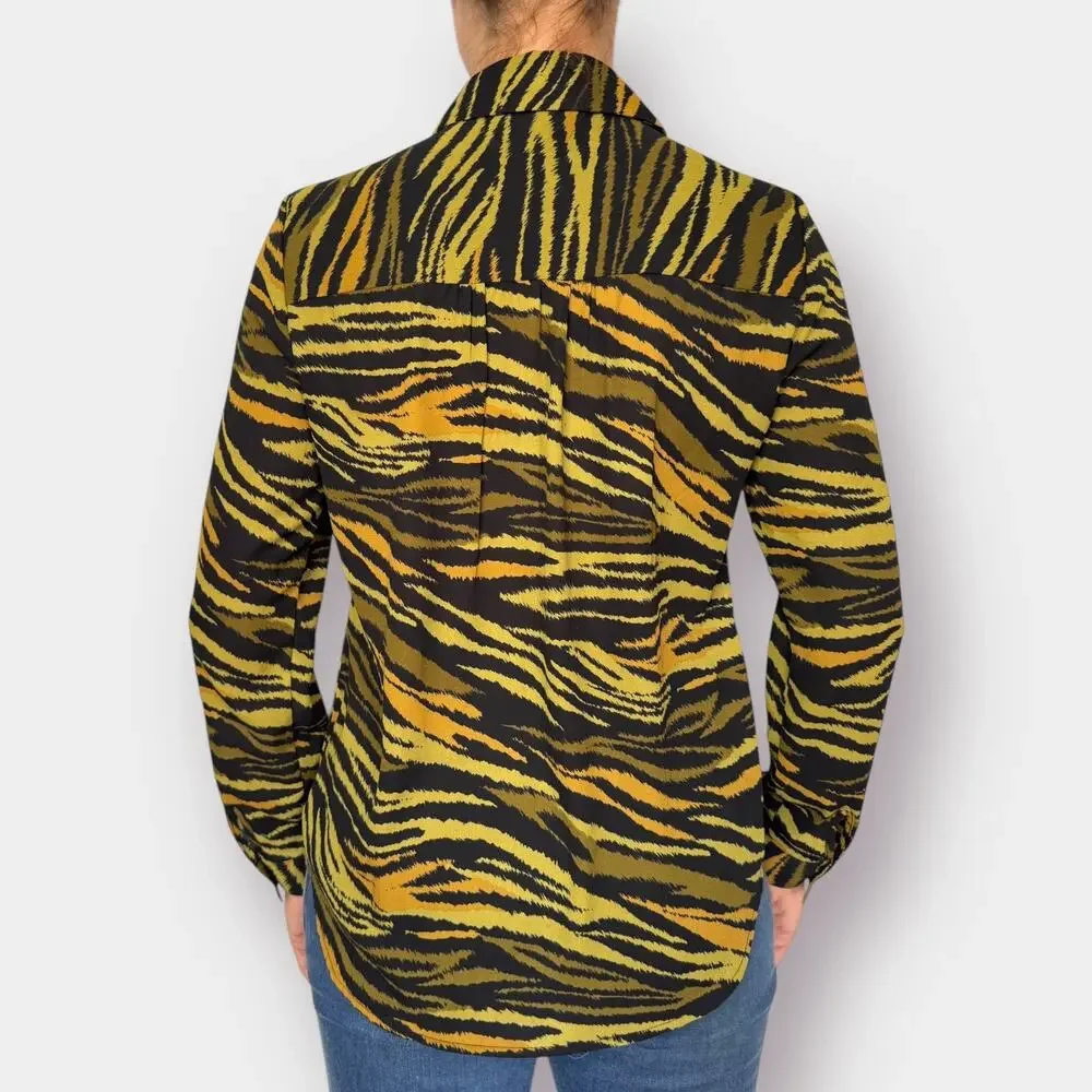 Y2K Marled Tiger Print Blouse - Picture 6 of 8